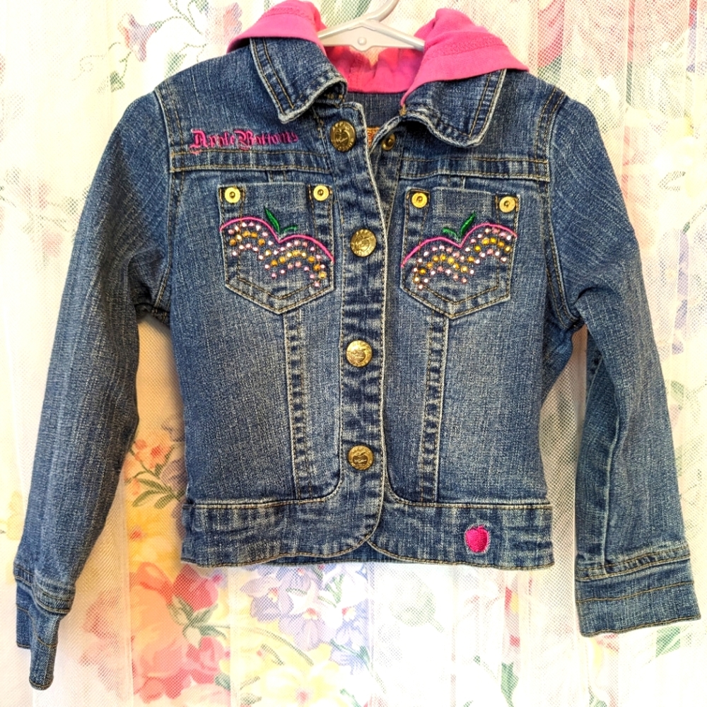 Apple Bottoms Toddler Jeans Jacket w/Pink Hood, 4/5 T